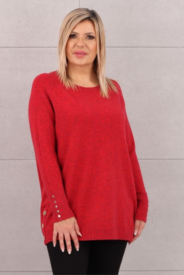 Melanżowy sweter oversize czerwony