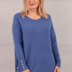 Melanżowy sweter oversize niebieski
