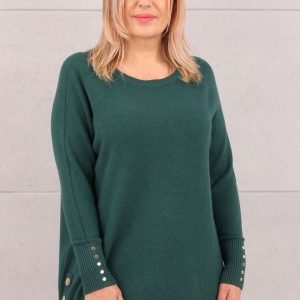 Melanżowy sweter oversize zielony