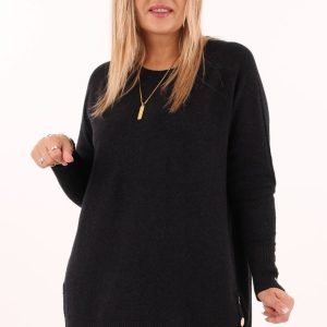 Melanżowy sweter oversize czarny