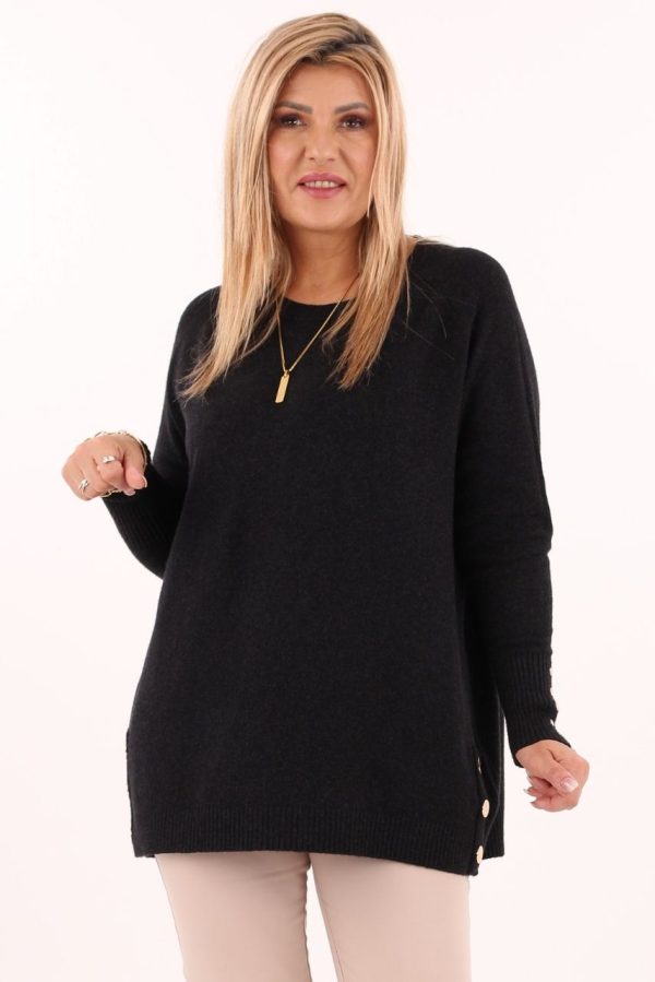 Melanżowy sweter oversize czarny