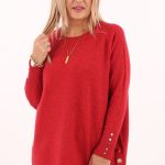 Melanżowy sweter oversize czerwony