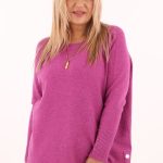 Melanżowy sweter oversize fuksja