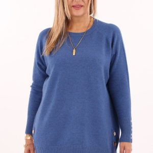 Melanżowy sweter oversize niebieski