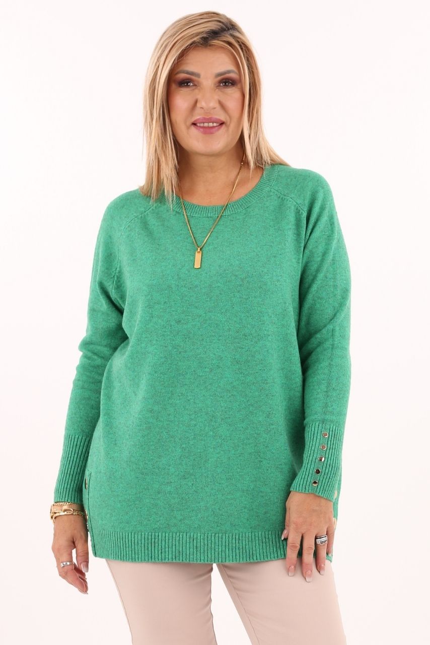 Melanżowy sweter oversize zielony