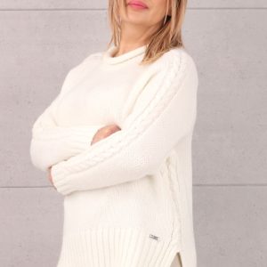 Sweter wełniany damski biały