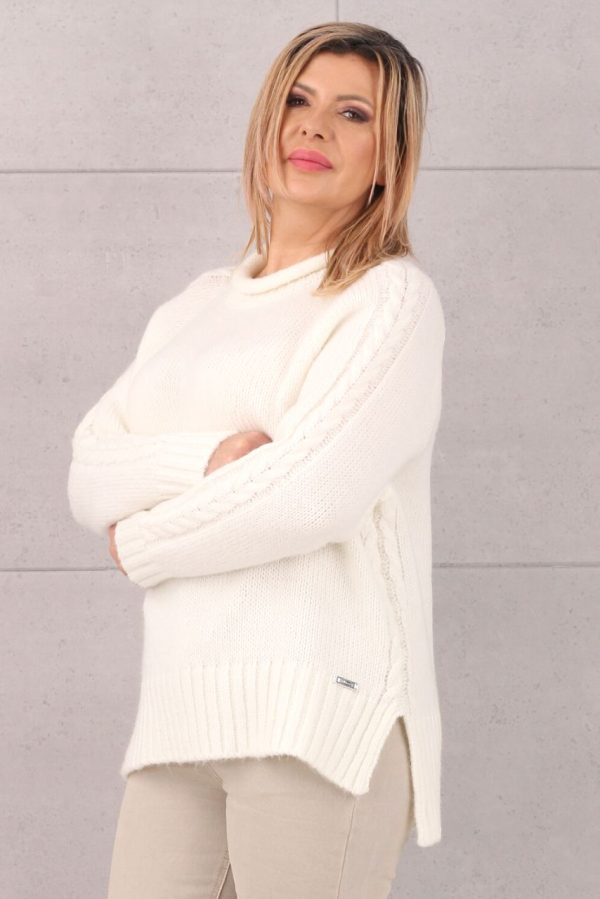 Sweter wełniany damski biały