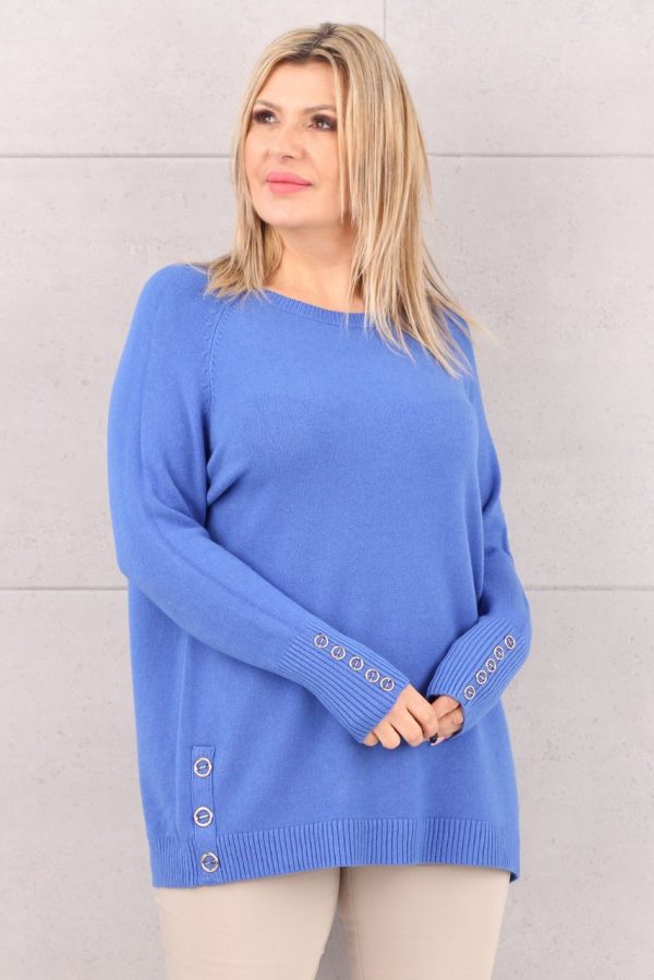 Sweter oversize damski niebieski