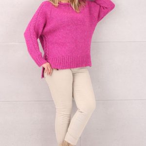 Sweter wełniany damski amarantowy