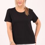 Czarny t-shirt damski z okrągłym dekoltem