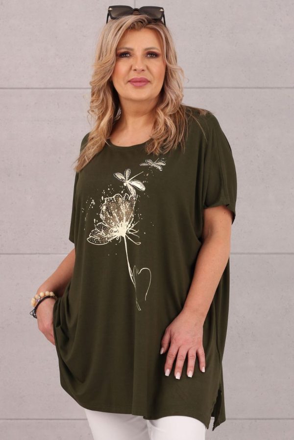 khaki bluzka plus size