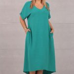 Morska luźna sukienka oversize maxi