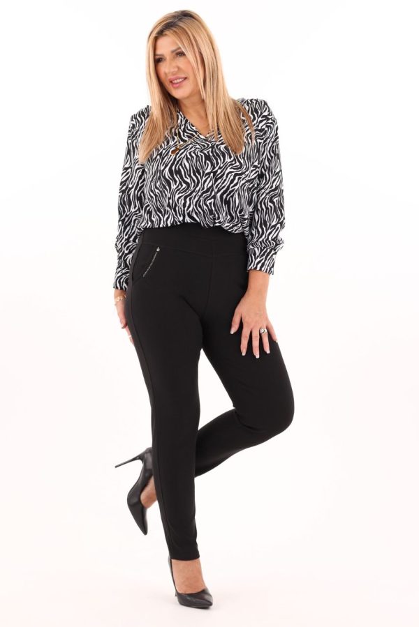 Spodnie elastyczne damskie plus size czarne