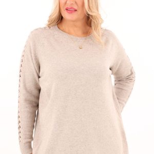 Beżowy sweter oversize damski