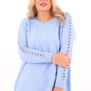 Błękitny sweter oversize damski