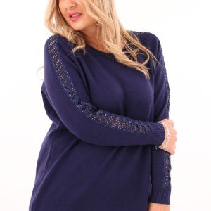 Granatowy sweter oversize damski