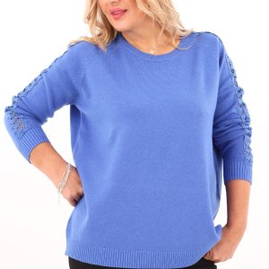 Niebieski sweter oversize damski